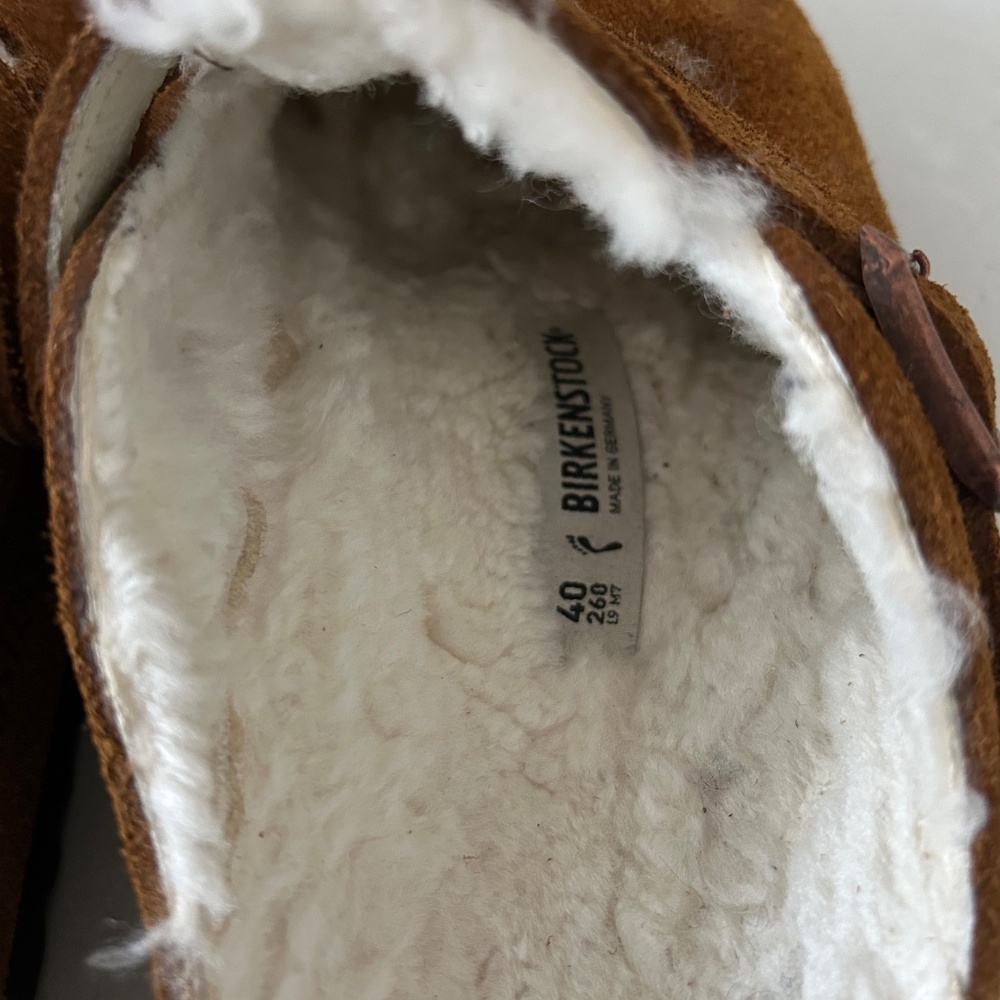 Birkenstock Boston suede and shearling clogs in "Mink" colour. - Picture 7 of 8
